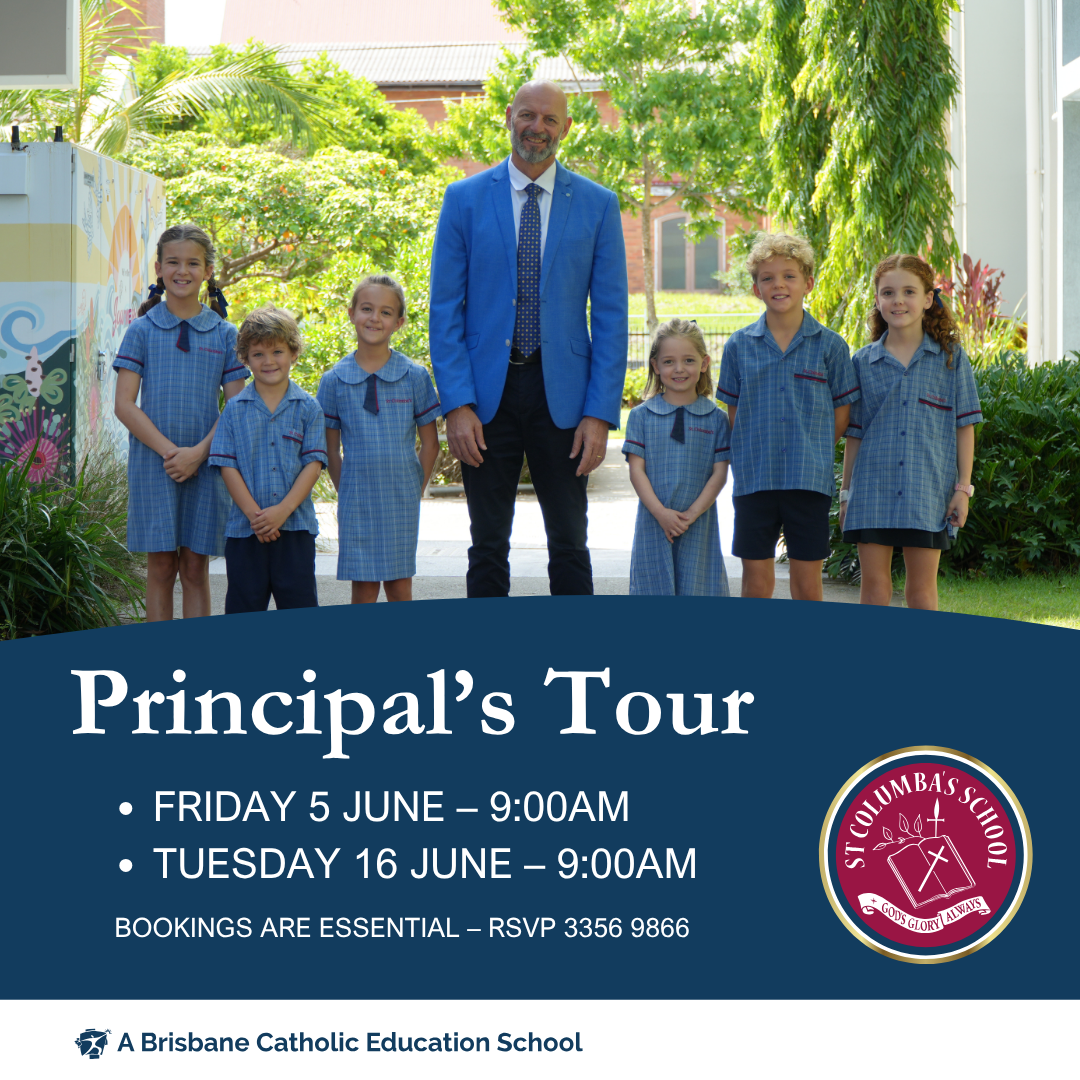 Principal walking with students