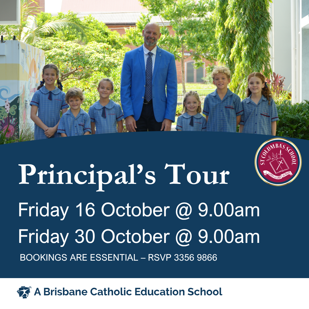 principal walking with students