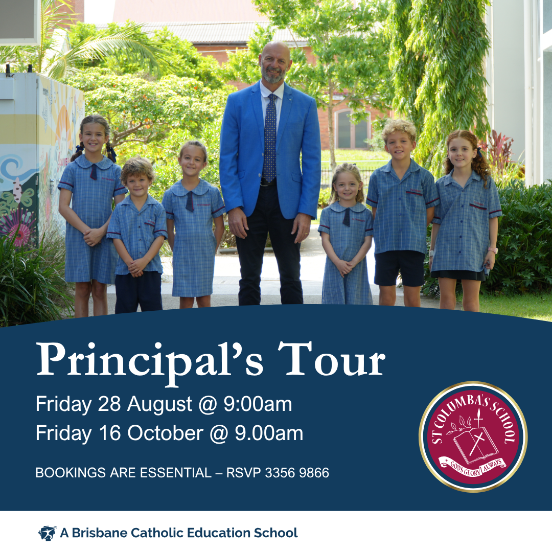 principal walking with students