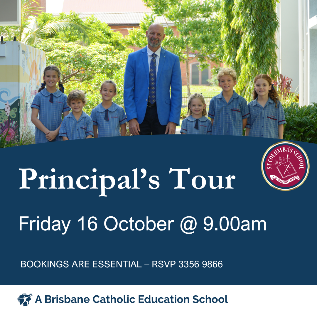 Principal walking with students outside